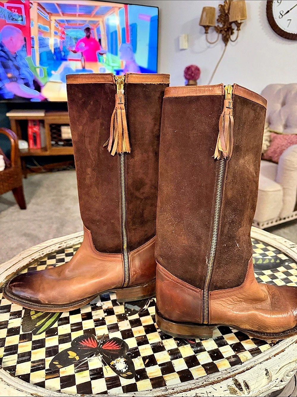 Lucchese L125 Brown Leather Heeled Boots